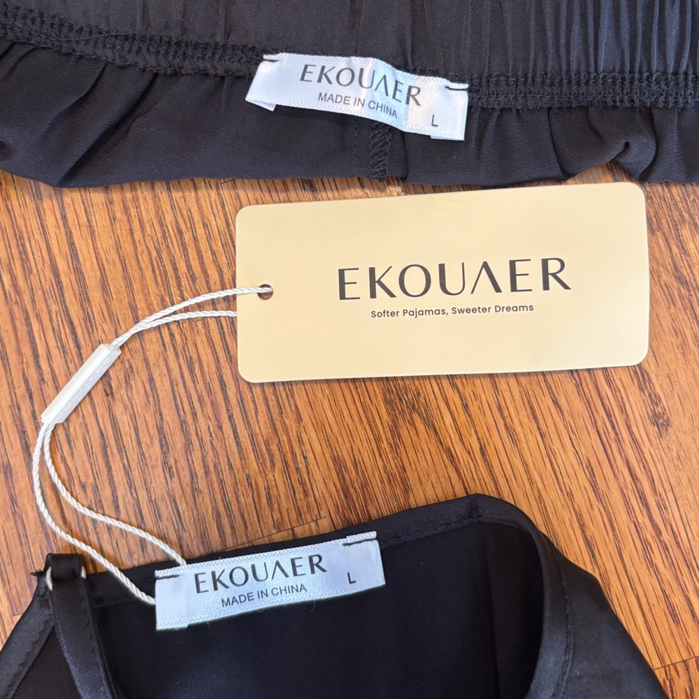 Ekouaer Black Pajama Set Valentine’s Day lingerie sexy two piece
